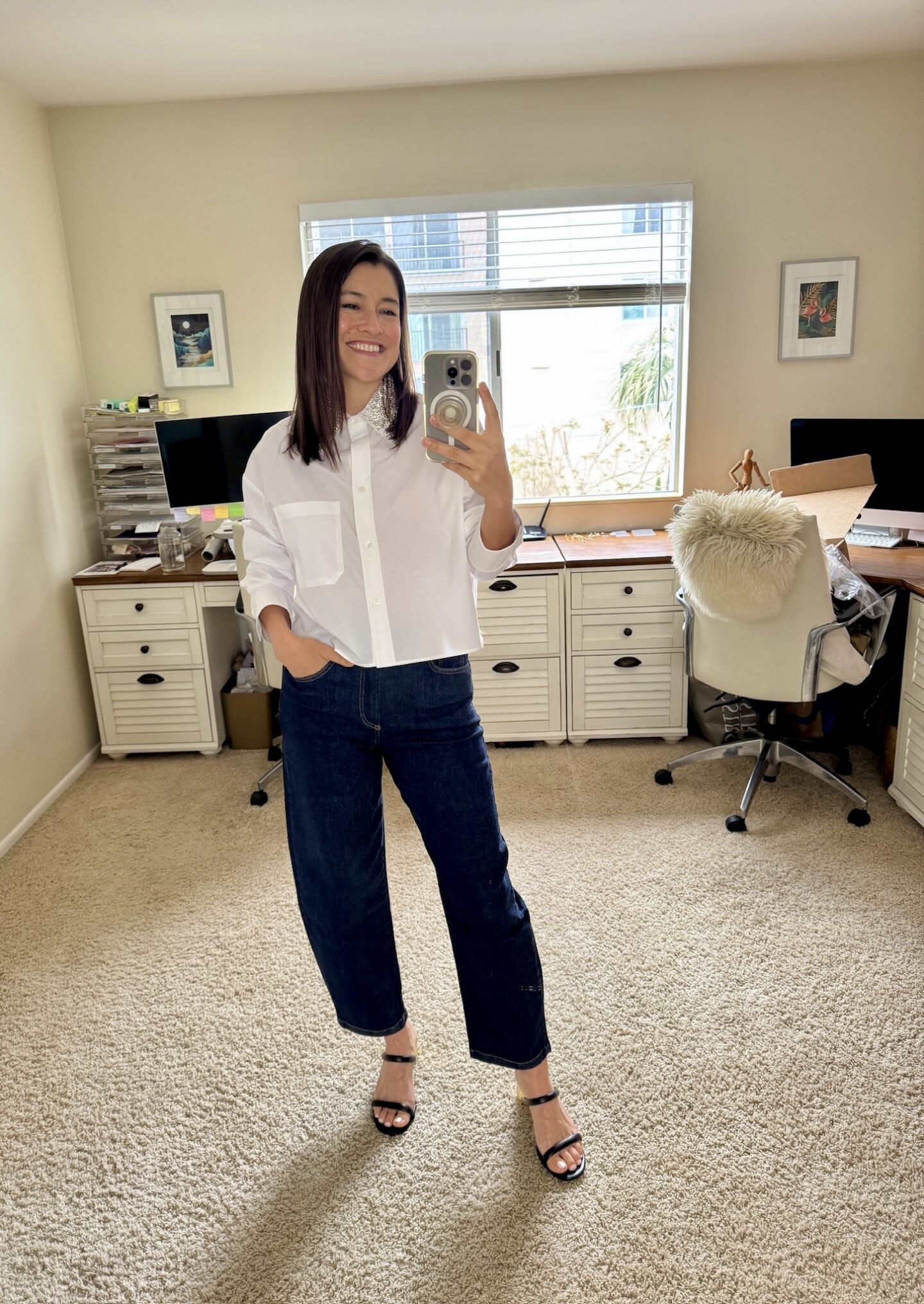 white button up outfit